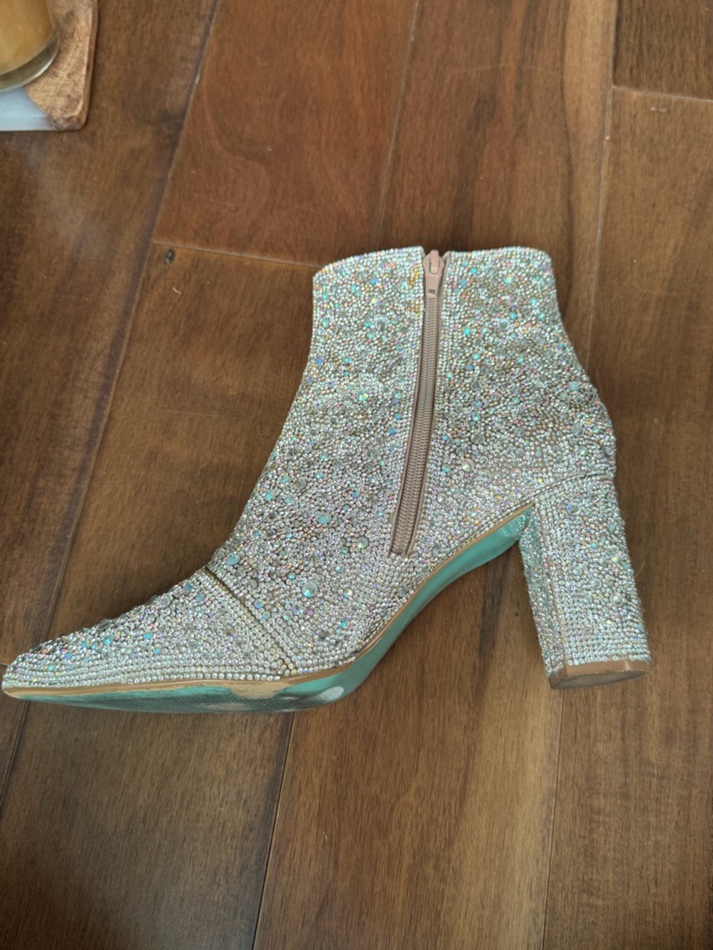 Betsey Johnson Sparkling Crystal Embellished Women's Ankle Boots - Silver - Picture 6 of 7